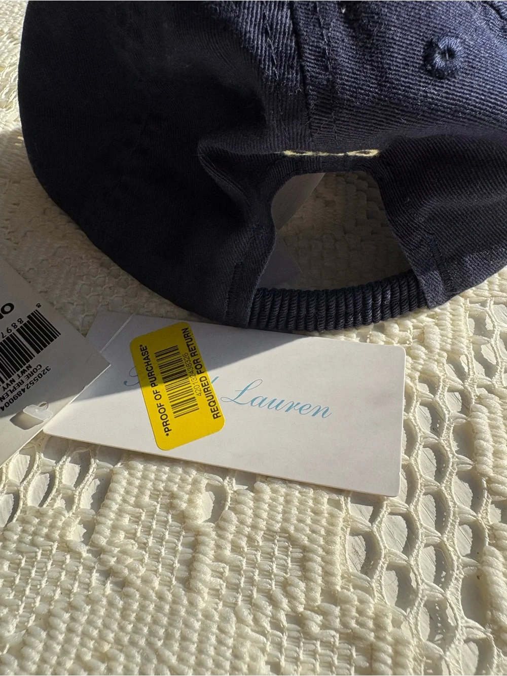 Ralph Lauren Navy Baseball Cap with Yellow Polo Logo